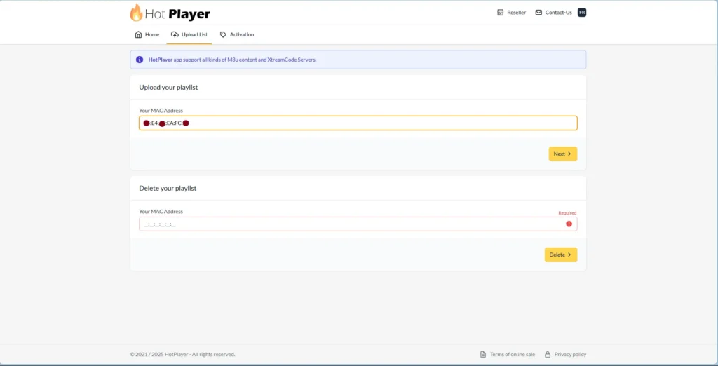 MAC Pour Installer Hot IPTV Player playlist